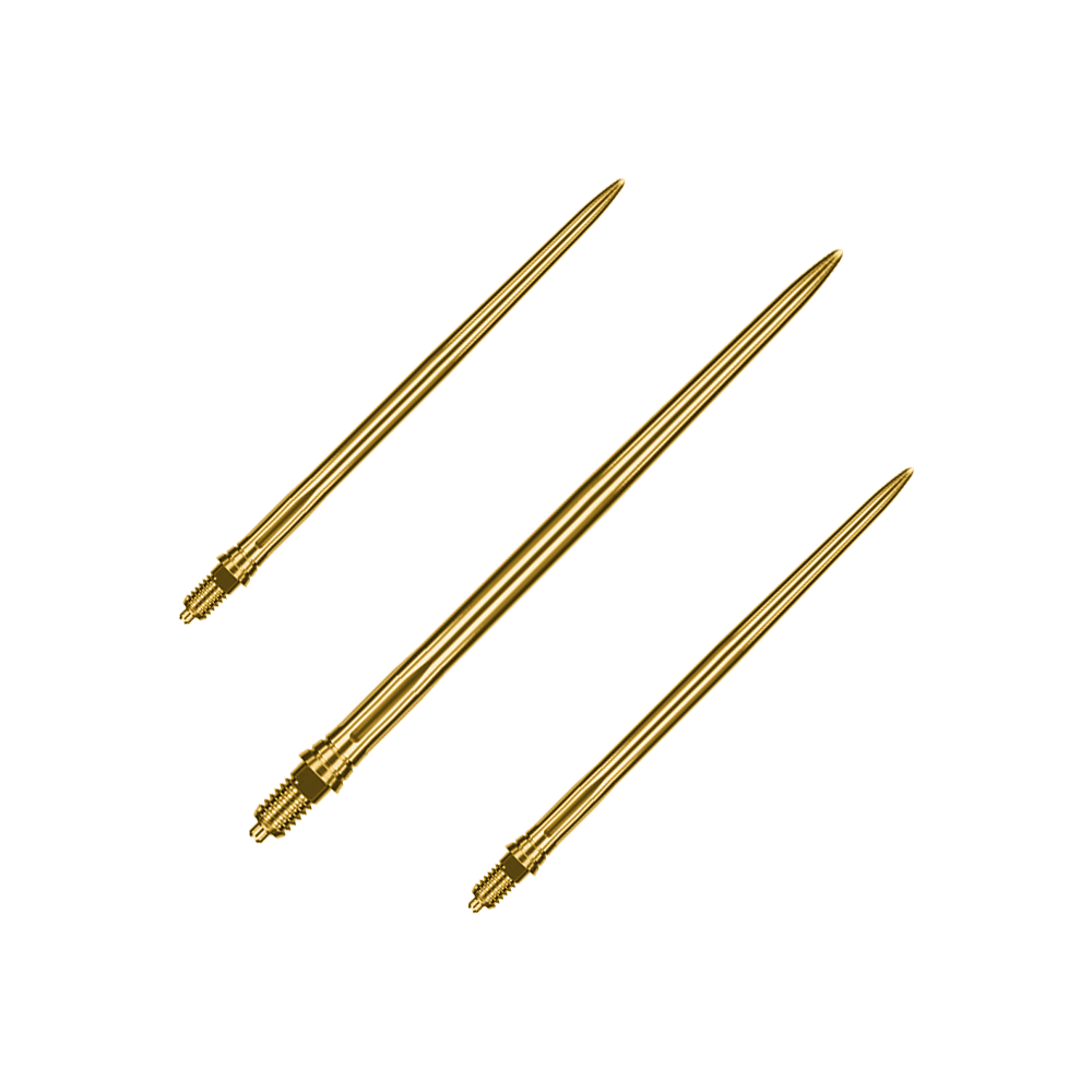 Caliburn EZ-EVO Dartspitzen - Smooth - Gold Ein Set glatter, goldener Dartspitzen ist dargestellt. Die Spitzen haben eine Länge von 45 mm.