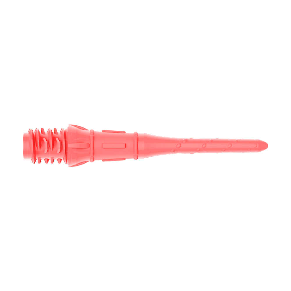 Premium Lippoints (30er Pack) - Spitzen Das Bild zeigt eine pinke Dartspitze aus Kunststoff. Sie ist lang, schmal und hat an einem Ende Gewinde für die Befestigung.
