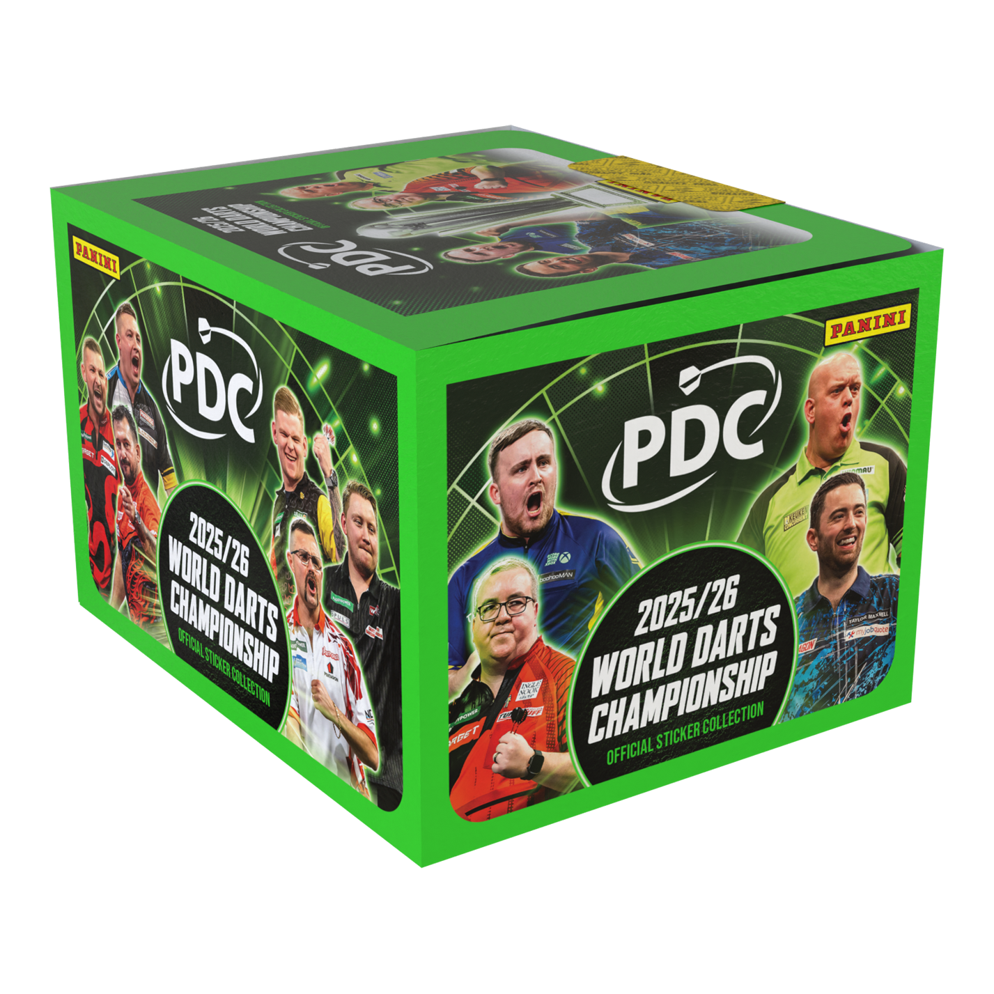 Panini PDC World Darts Championship 2025/26 - Softcover Bundle mit einer Stickerbox Hier abgebildet ist noch einmal das Panini PDC World Darts Championship 2025/26 Softcover Bundle mit einer Stickerbox. Das Bundle ist ideal für Stickersammler der Darts-Weltmeisterschaft.