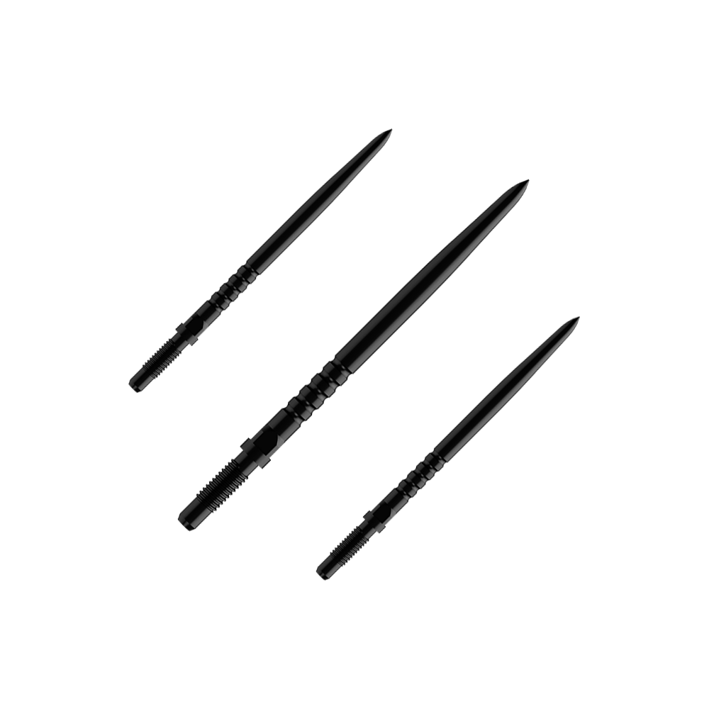 Bulls NL Convertible Point Dartspitzen - Ringed Grip - Schwarz Das Bild zeigt eine Verpackung mit mehreren Dartspitzen. Es sind BullsNL Convertible Points mit Ringed Grip in Schwarz, 32mm im 1er Set abgebildet.