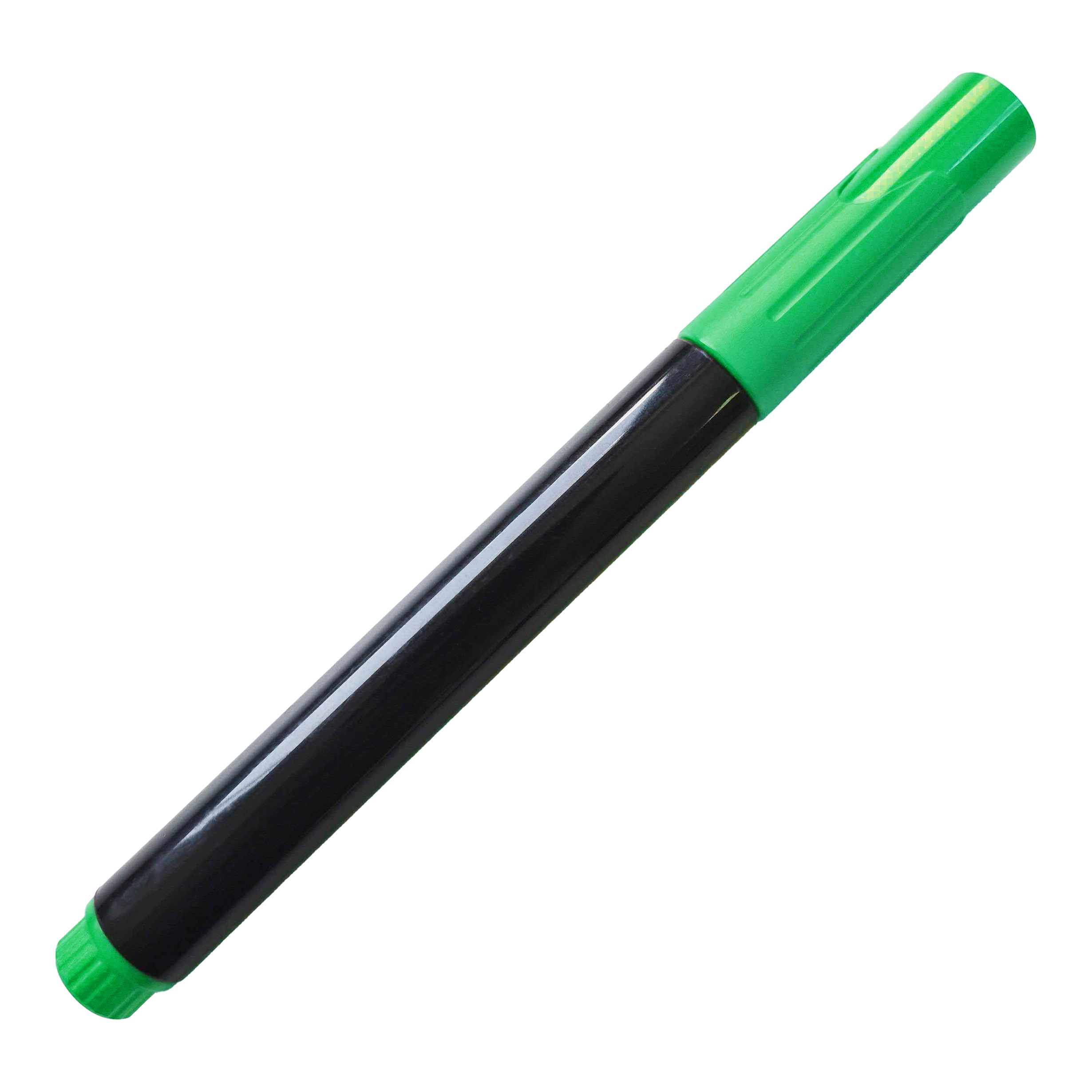 Auf dem Bild ist ein schwarzer Whiteboard-Marker mit grüner Kappe zu sehen. Der Marker hat zudem ein grünes Ende.