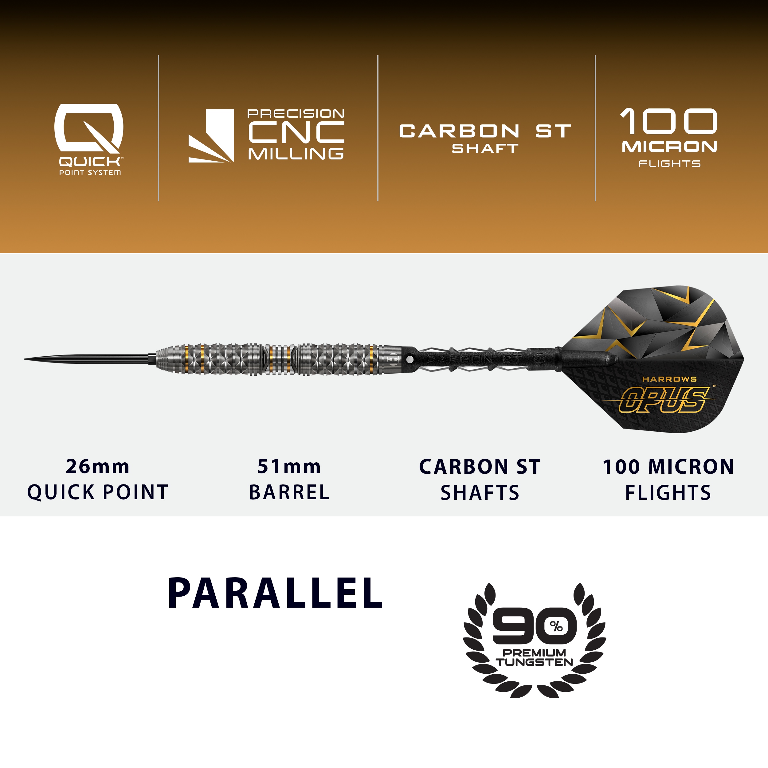 Harrows Opus Quick Point Steeldarts Das Bild präsentiert die Harrows Opus Quick Point Steeldarts - 23g. Sie zeichnen sich durch ihre hochwertige Verarbeitung aus.