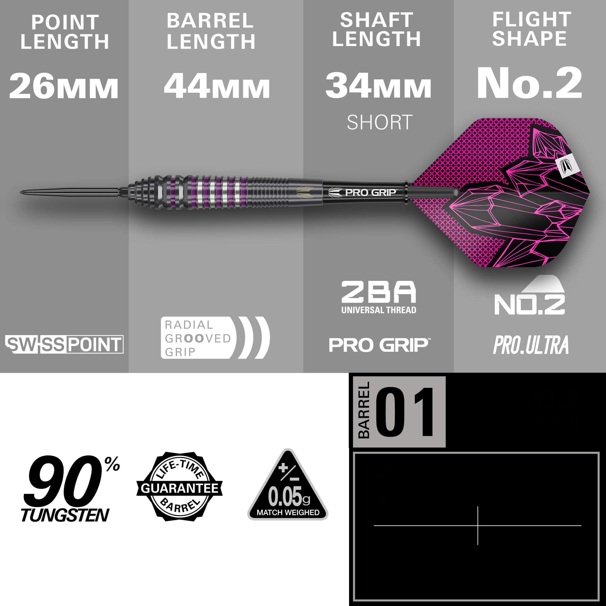 Target Lorraine Winstanley GEN2 Swiss Point Steeldarts - 24g Target Lorraine Winstanley GEN2 Swiss Point Steeldarts - 24g werden hier aus einer anderen Perspektive gezeigt. Die Abbildung hebt das Griffstück und Design des Dartpfeils hervor.