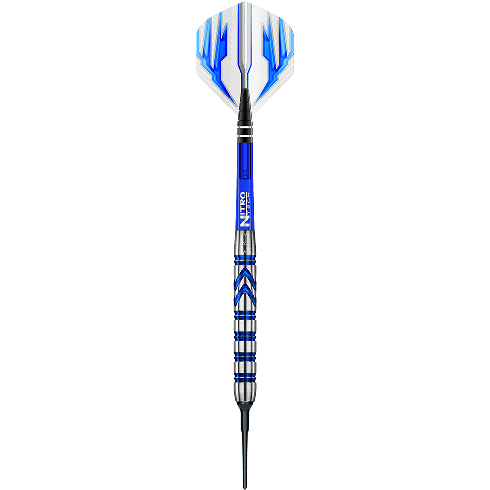 RD1922-Red-Dragon-Gerwyn-Price-Iceman-Softdarts-16UctPD4BvAAFU Dieses Bild zeigt einen Softdart der Marke "Red Dragon Gerwyn Price Iceman". Der Dart ist überwiegend blau und silber mit auffälligen blauen Flights.