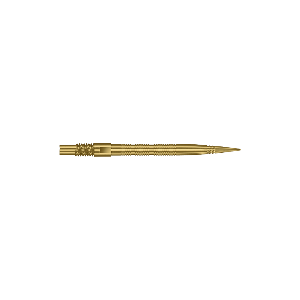 Harrows Quick Point Micro Ridge Dartspitzen - Gold Das Bild zeigt goldene MicroRidge Dartspitzen in 26 mm Länge. Die Dartspitzen gehören wahrscheinlich zur Quick Point Serie von Harrows.
