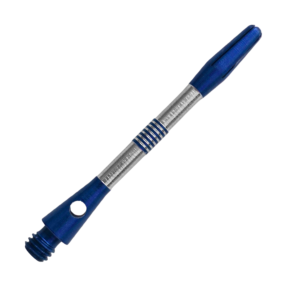 Abgebildet sind blaue BullsNL Cetra Aluminium Shafts mit 48 mm Länge. Geeignet für Dartpfeile.