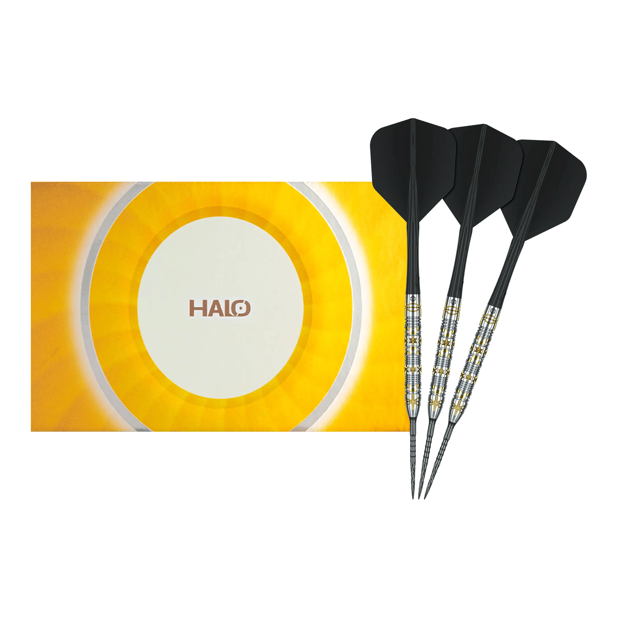 Caliburn Halo H1 Steeldarts - 22,5 g Gezeigt wird ein vollständiges Set der Caliburn Halo H1 Steeldarts - 22,5 g. Die hochwertigen Pfeile sind ideal für den Dartsport.