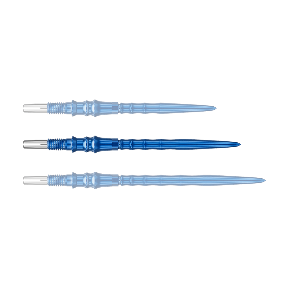 Target Japan Premium Swiss Point Dartspitzen - Blau Das Foto zeigt eine einzelne, blaue Dartspitze. Diese Spitze misst 35 mm.