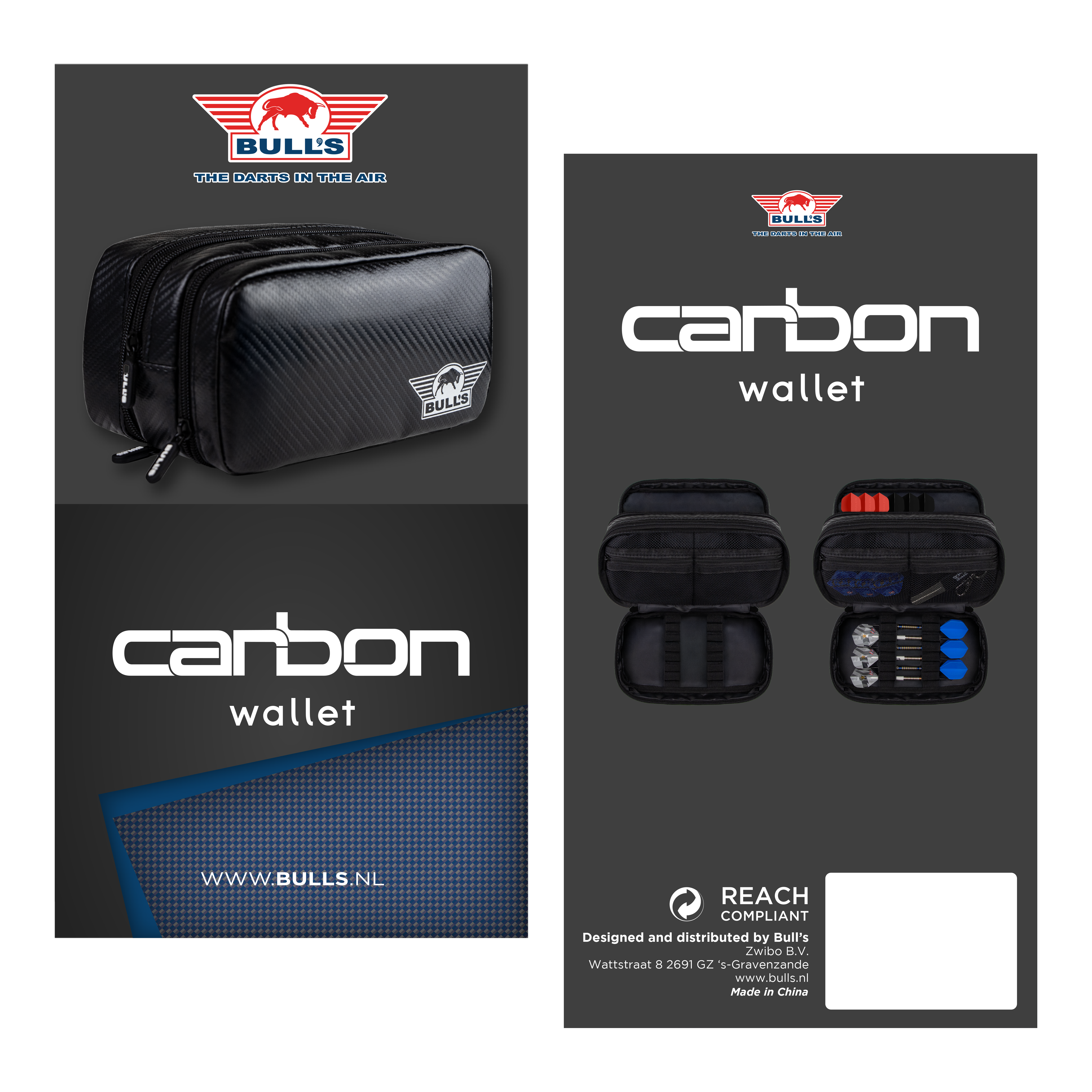 Bulls NL Carbon Wallet Auf dem Foto ist das Bulls NL Carbon Wallet zu sehen. Es handelt sich um ein hochwertiges Dart-Accessoire zur Aufbewahrung.
