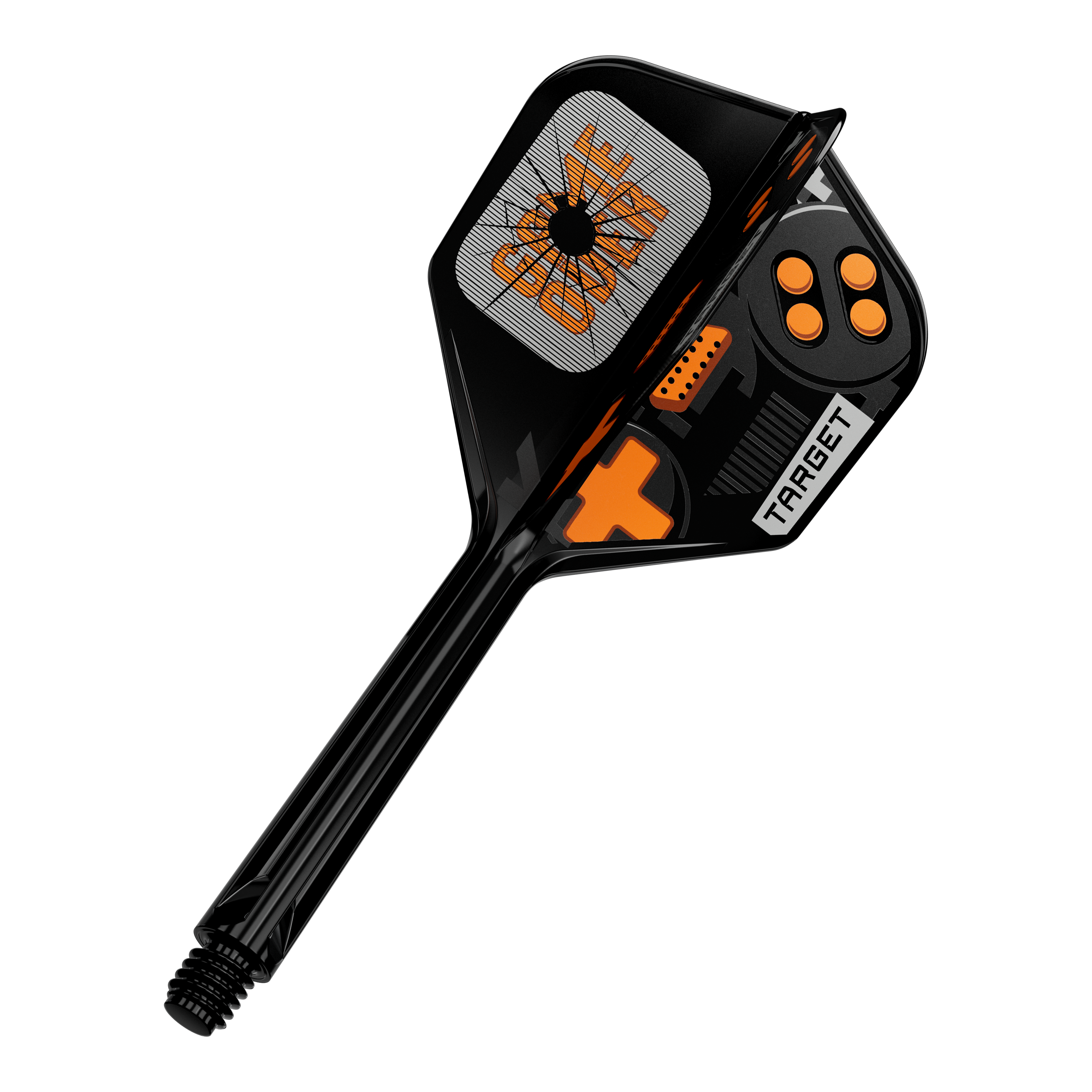 Das Bild zeigt einen einzelnen Dart Flight. Es handelt sich um das Modell 410578 Target K-Flex GameOver No6 Flights 33mm.