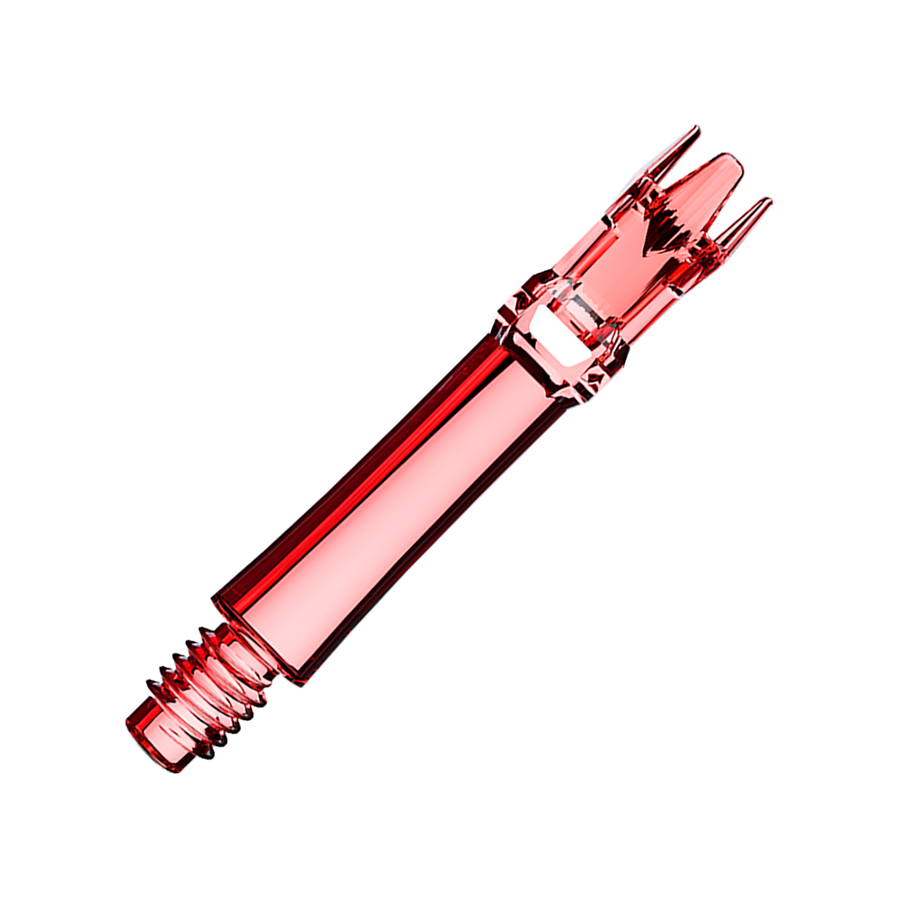 L-Style L-System Ersatzshafts - Clear Red Das Bild präsentiert zwei rote transparente Ersatzshafts. Die Shafts liegen parallel.