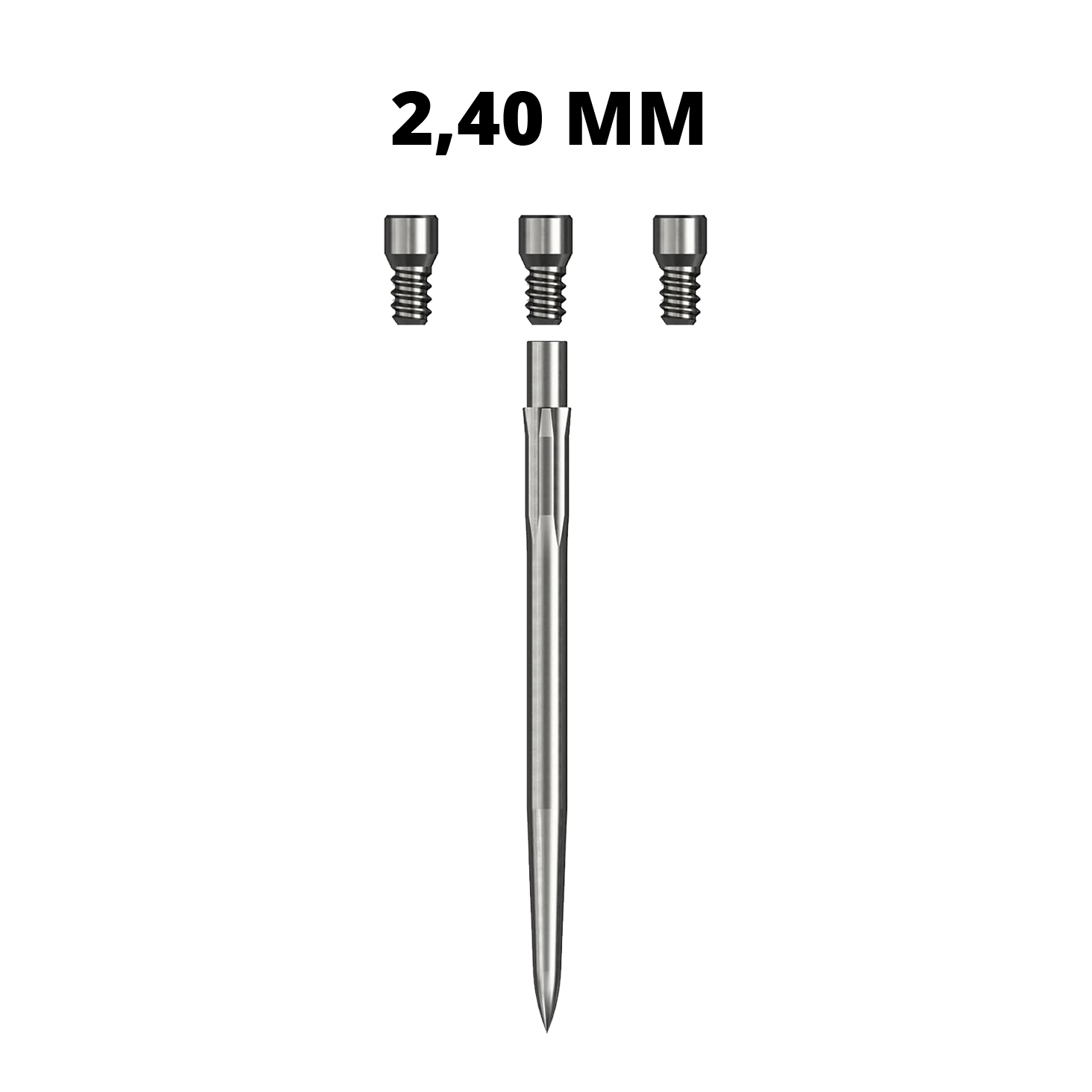 Caliburn System Spigots Abgebildet ist eine Steeldartspitze des Caliburn Evo Systems in der Länge 24,0 mm. Die Spitze ist robust und für Steeldartpfeile konzipiert.