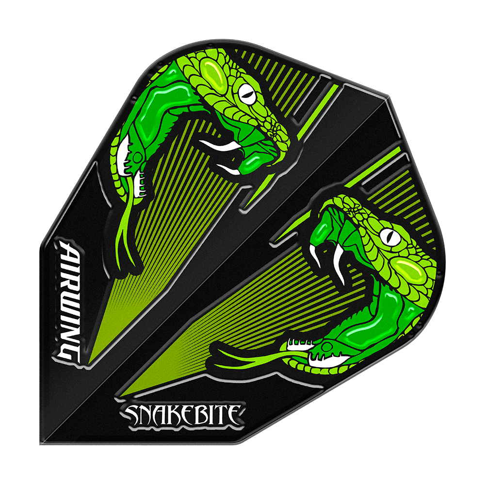 Red Dragon Airwing Peter Wright Green V-Standard Flights Die Red Dragon Airwing Peter Wright Green V-Standard Flights sind zu sehen. Das Design ist mit auffälligen Mustern versehen.