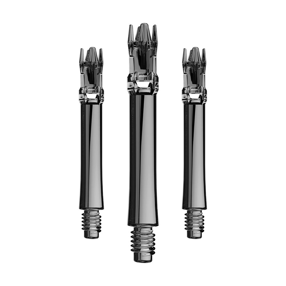 L-Style L-System Ersatzshafts - Clear Black Mehrere transparente schwarze Ersatzshafts sind gemeinsam dargestellt. Sie sind nebeneinander angeordnet.