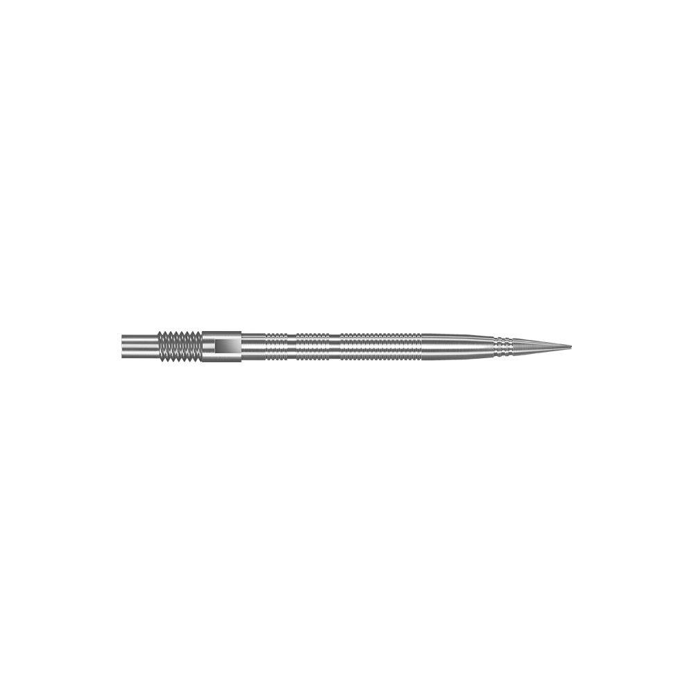 Harrows Quick Point Micro Ridge Dartspitzen - Silber Dieses Bild zeigt Harrows Quick Point MicroRidge Dartspitzen in Silber mit einer Länge von 30 mm. Die Spitzen sind nebeneinander aufgereiht.