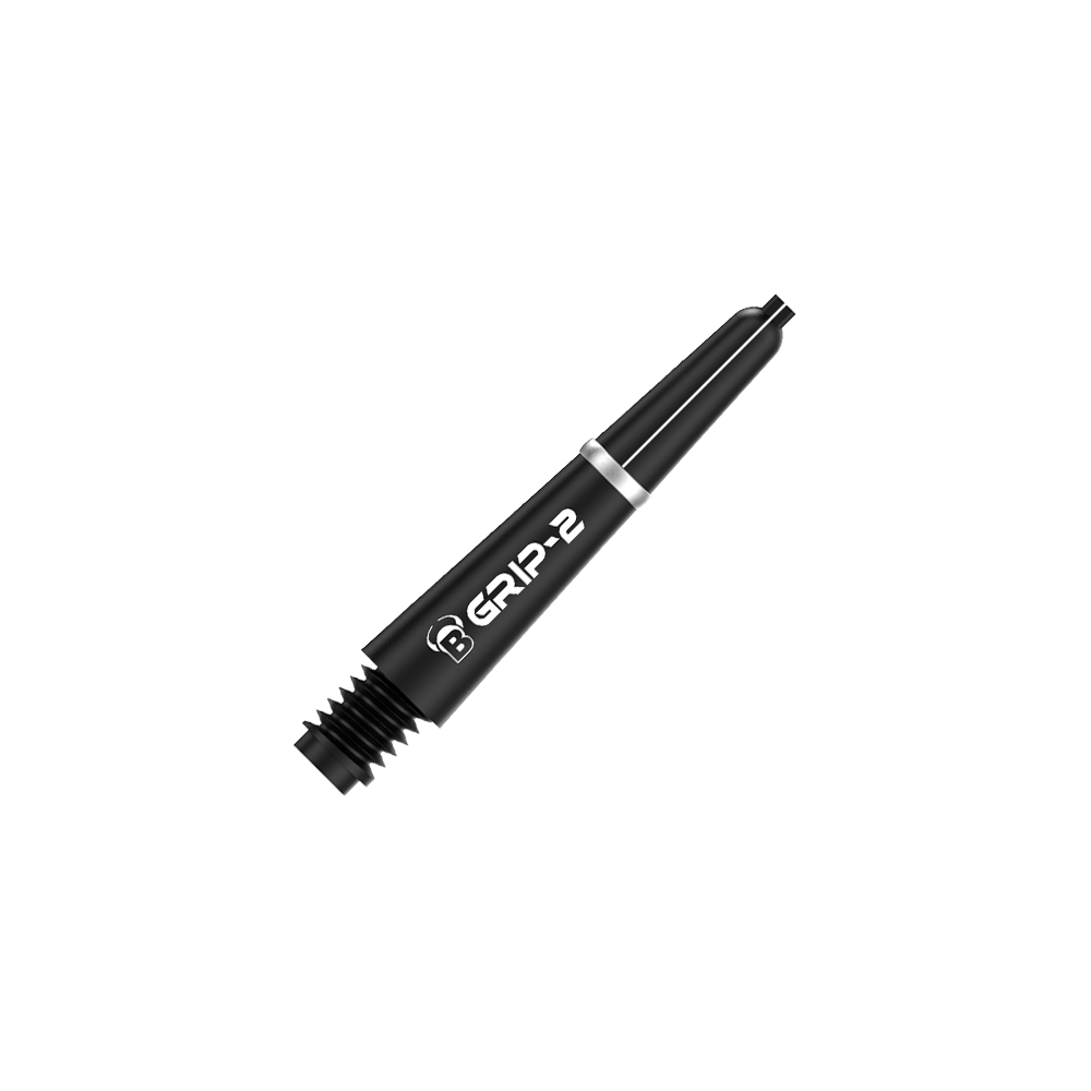 BS55081_Bulls_B-Grip-2_SL_Shafts_Schwarz_28mm_2 Das Bild zeigt einen schwarzen Bulls B-Grip-2 SL Shafts. Auf dem Schaft ist der Schriftzug "GRIP-2" deutlich sichtbar.