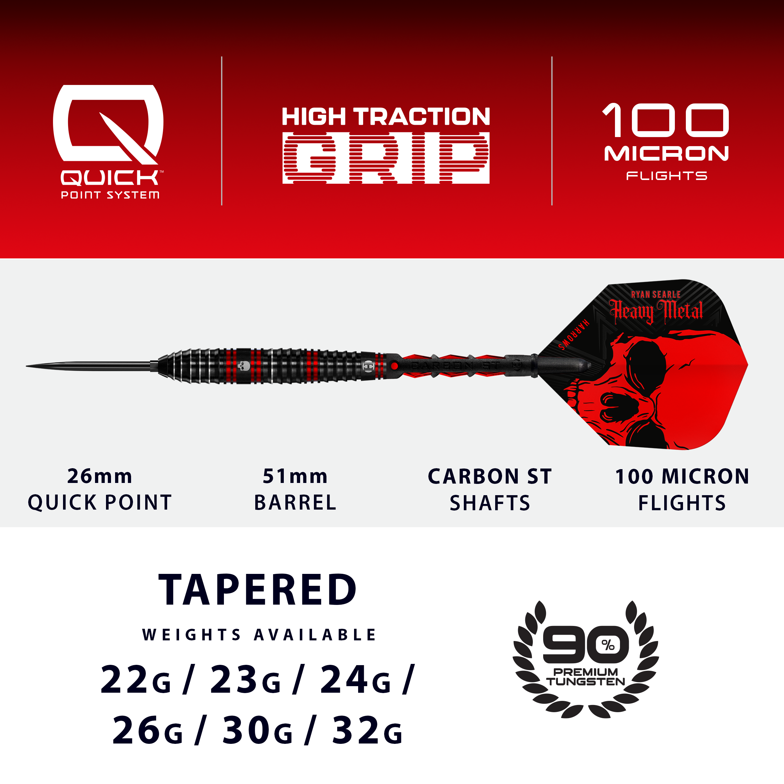 Harrows Ryan Searle 90% Steeldarts Quick Point 22g Zu sehen ist der Harrows Ryan Searle 90% Steeldarts Quick Point Steeldarts. Diese Dartpfeile bieten eine professionelle Qualität für anspruchsvolle Spieler.