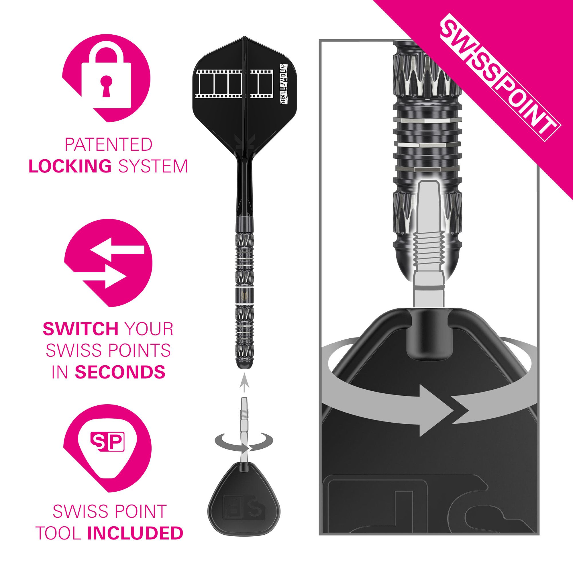 Target Chris Dobey 95K Swiss Point Steeldarts Abgebildet ist das Produkt Target Chris Dobey 95K Swiss Point Steeldarts. Es handelt sich um professionelle Steeldarts mit modernem Design.