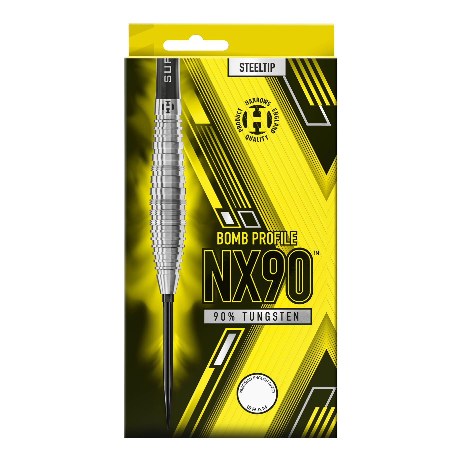 Harrows NX90 Bomb Quick Point Steeldarts Das Bild zeigt die Harrows NX90 Bomb Quick Point Steeldarts. Es handelt sich um hochwertige Steeldarts für das Dartspiel.