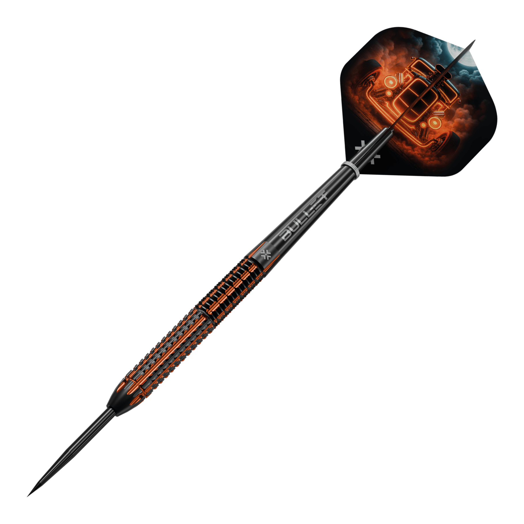 Bullet Hotrod Steeldarts Bullet Hotrod Steeldarts werden abgebildet. Der Fokus liegt auf einem Dartpfeil aus der Produktreihe.