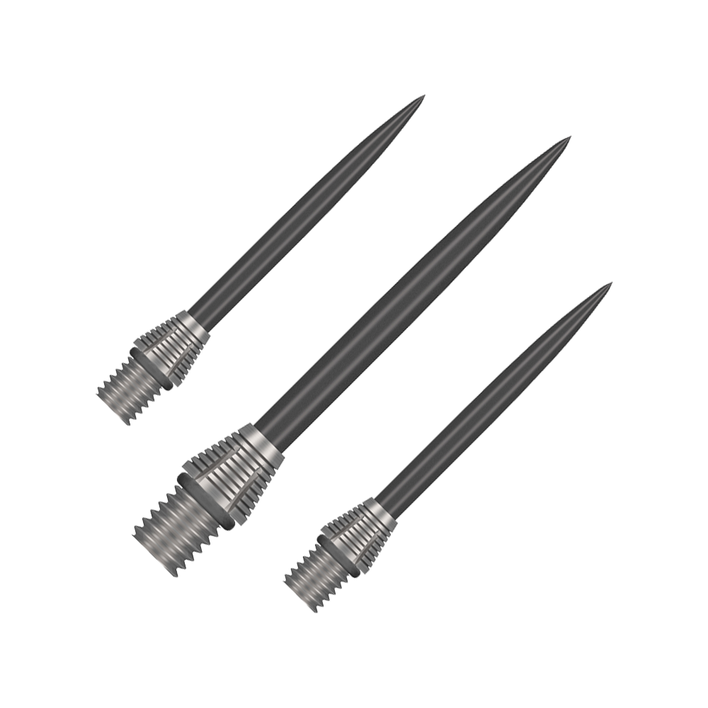 Shot Tactra Conversion Points - 34 mm Das Bild stellt die Shot Tactra Conversion Points - 34 mm dar. Diese Spitzen sind ideal zur Umwandlung von Softdarts in Steeldarts.