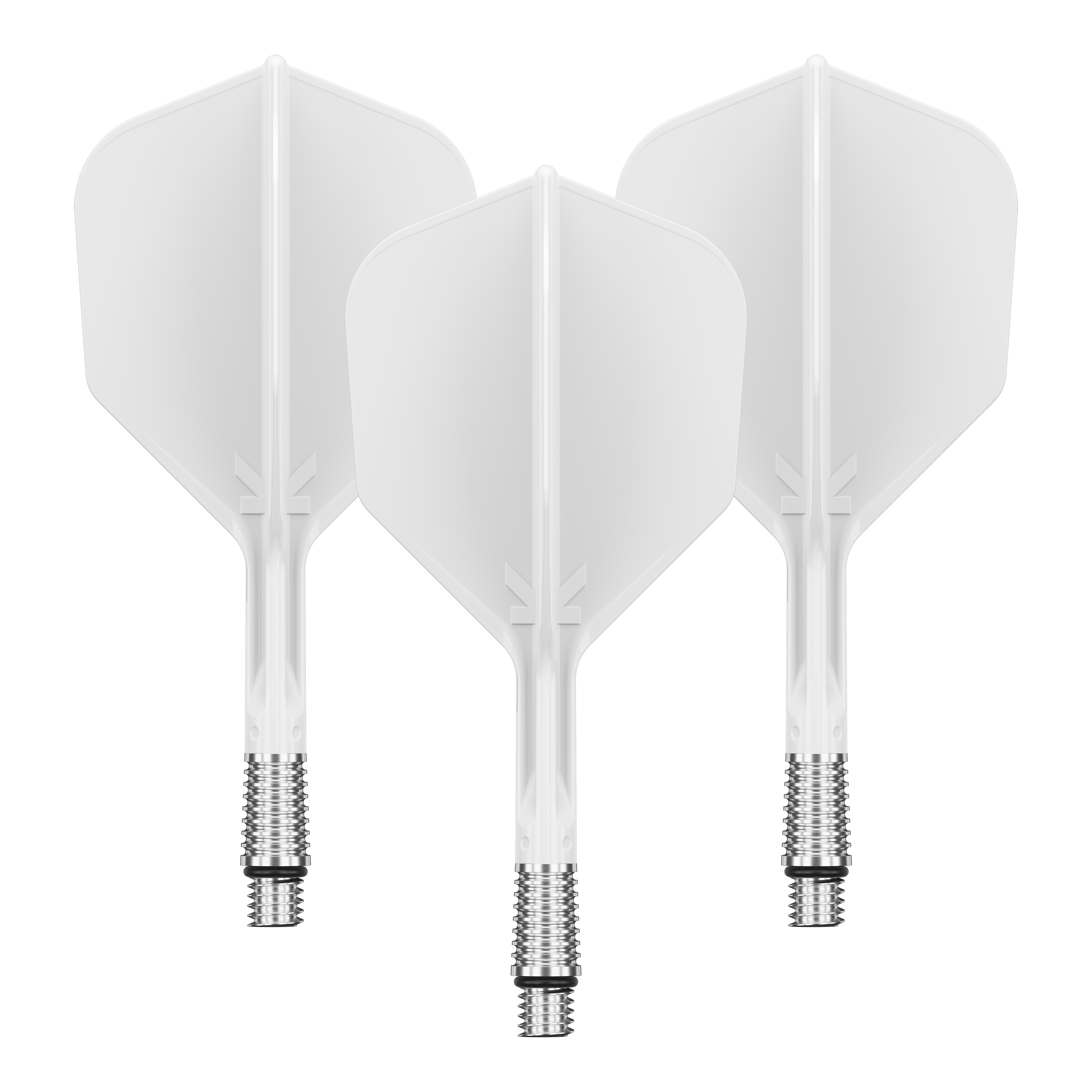 Das Bild zeigt ein Produkt mit dem Namen 410541_Target_KShift_No6_Flights_Wei_26mm_1Set. Es handelt sich vermutlich um ein Set von Dart-Flights.