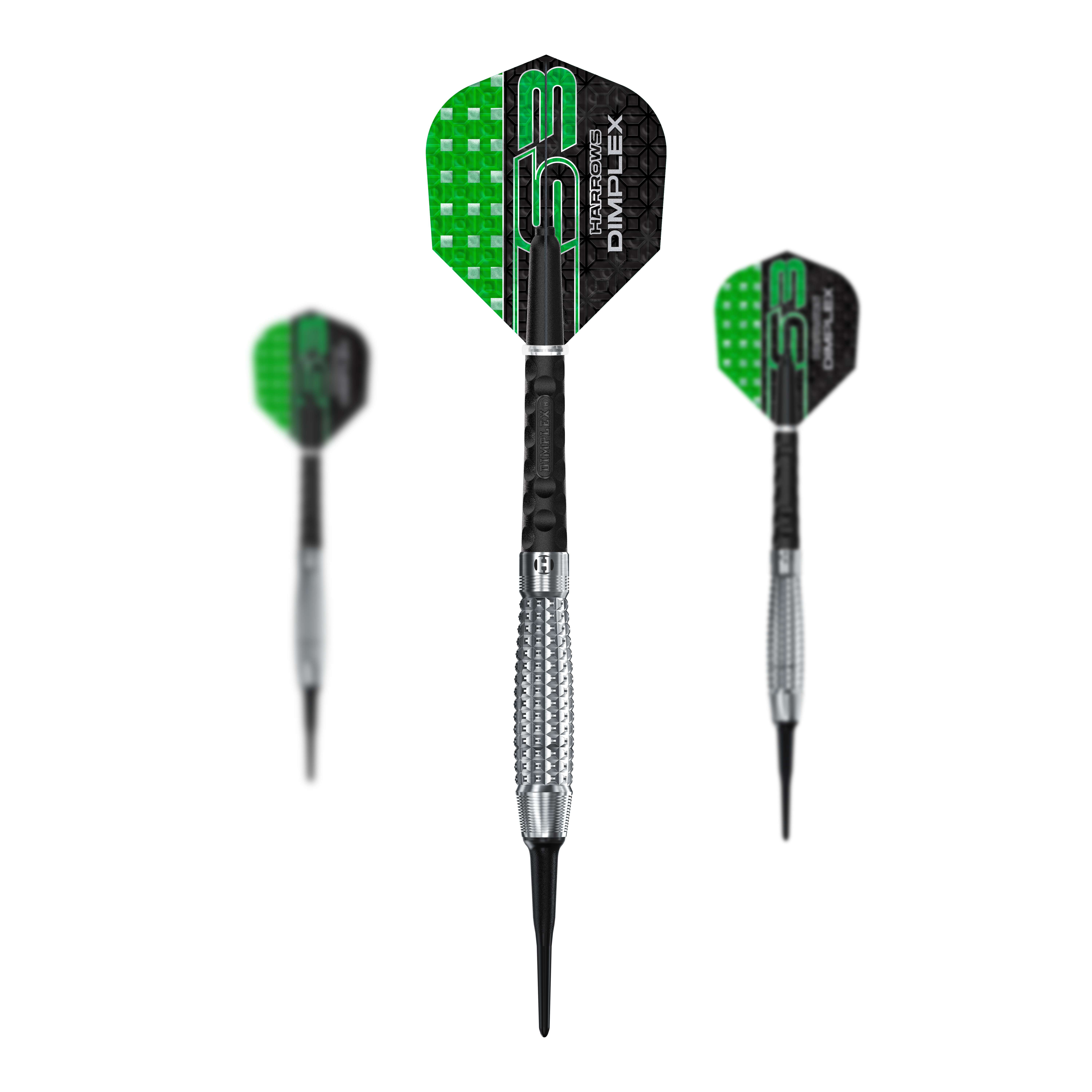 Harrows Dimplex S3 Bomb Softdarts Harrows Dimplex S3 Bomb Softdarts sind als Set abgebildet. Die Darts sind kompakt geformt.