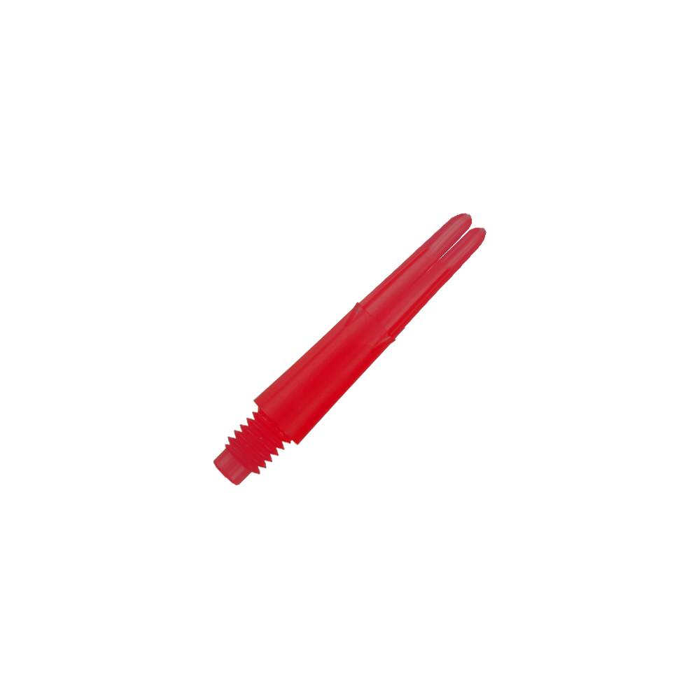 Dies ist ein roter, gerader Dart-Schaft aus Kunststoff. Er hat ein Schraubgewinde an einem Ende und ist 26 mm lang.