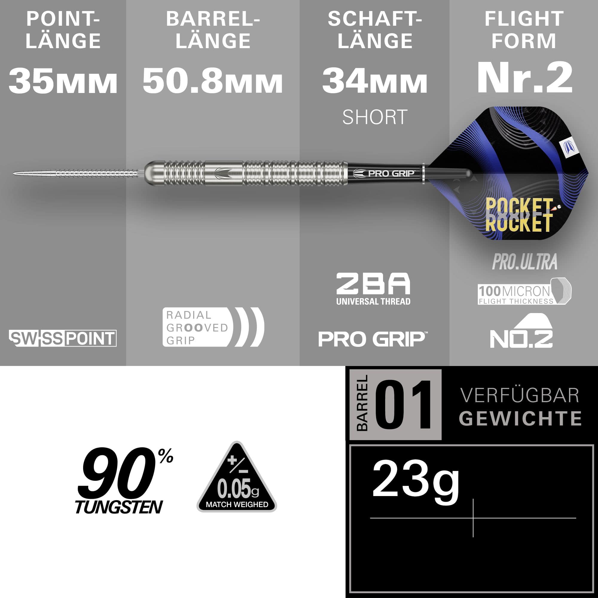 Target Justin Hood Swiss Points Steeldarts - 23g Target Justin Hood Swiss Points Steeldarts - 23g