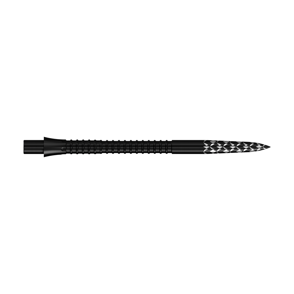 Mission Caliburn EVO Dartspitzen GV-Logo - Schwarz - X 1390 Das Produkt sind schwarze Steeldartspitzen mit einer Länge von 38 mm. Abgebildet ist die Mission Caliburn EVO GV-Logo Steeldartspitze.