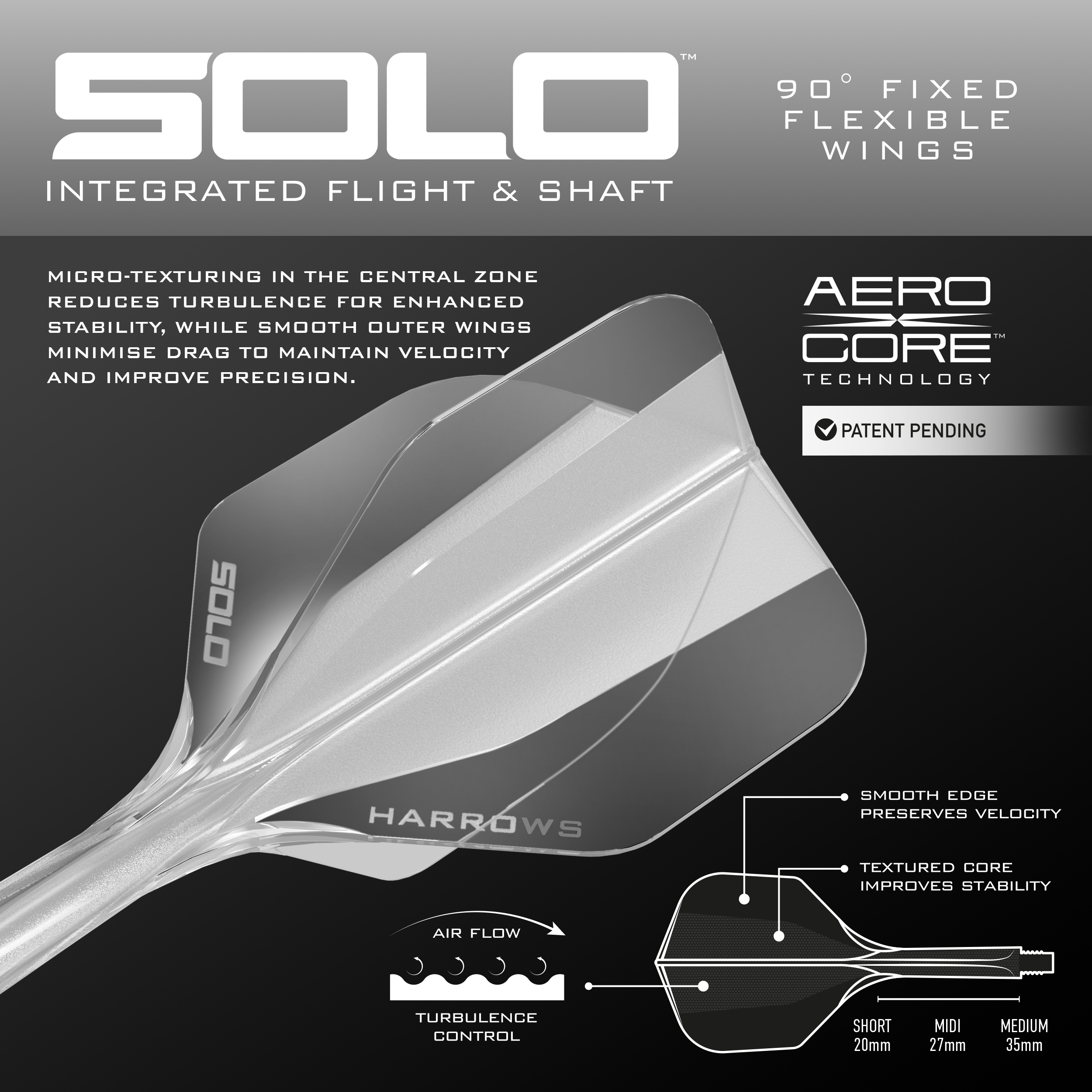 Harrows Solo No6 Flight-Shaft-System - Clear Gezeigt wird das Harrows Solo No6 Flight-Shaft-System, hier in der Ausführung Clear. Das Produkt ist vollständig dargestellt.