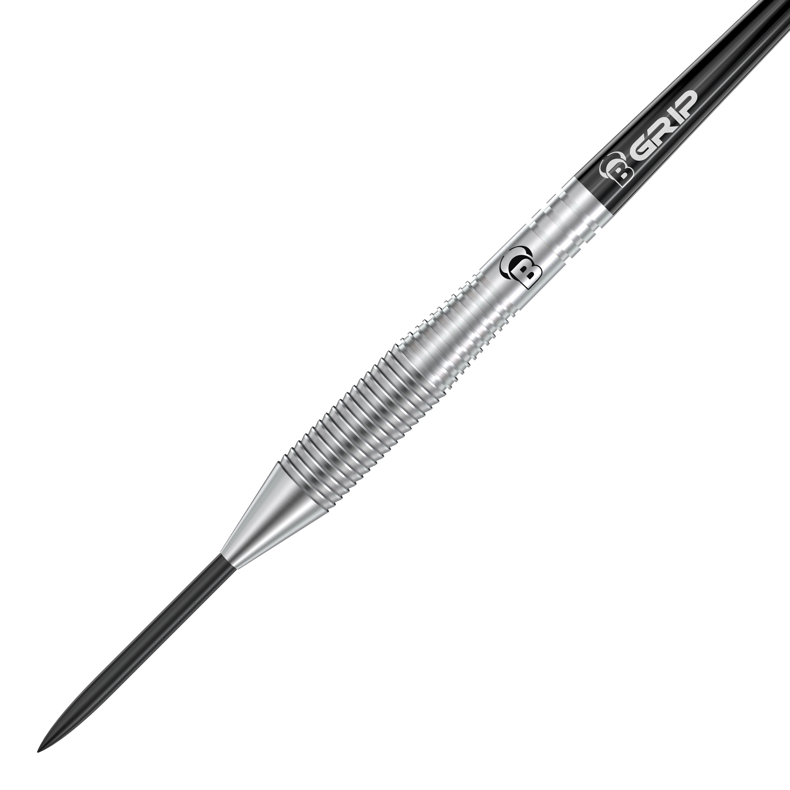Bulls Martin Schindler TW80 Steeldarts Das Bild zeigt einen Bulls Martin Schindler TW80 Steeldart. Der Dartpfeil ist silberfarben mit einer geriffelten Griffzone und schwarzem Schaft.