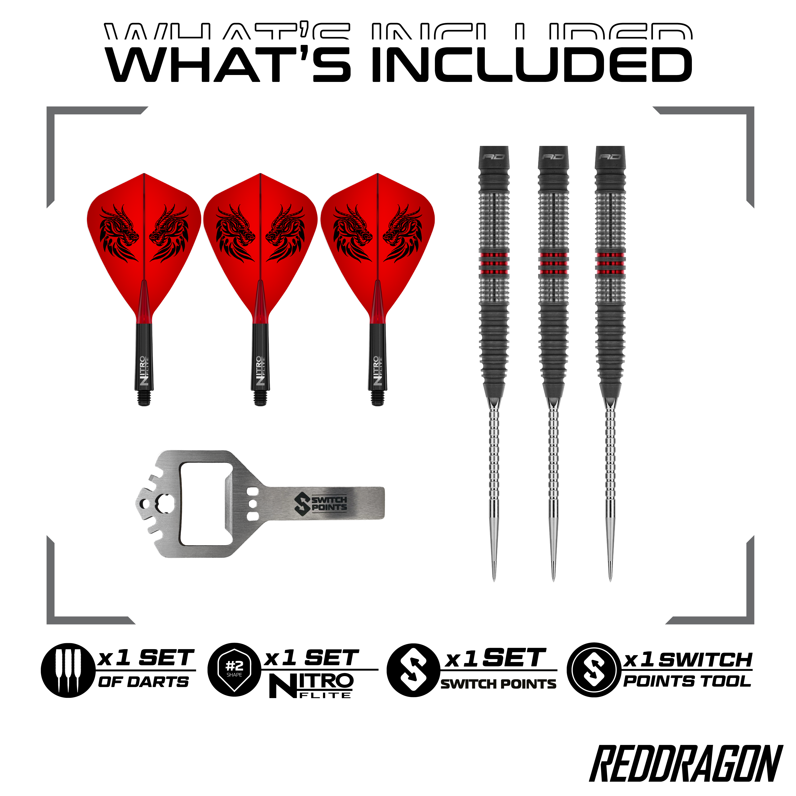 Red Dragon Jonny Clayton Hireath Switch Point Steeldarts Zu sehen sind die Red Dragon Jonny Clayton Hireath Switch Point Steeldarts. Diese Pfeile sind für ihre hochwertige Verarbeitung bekannt.