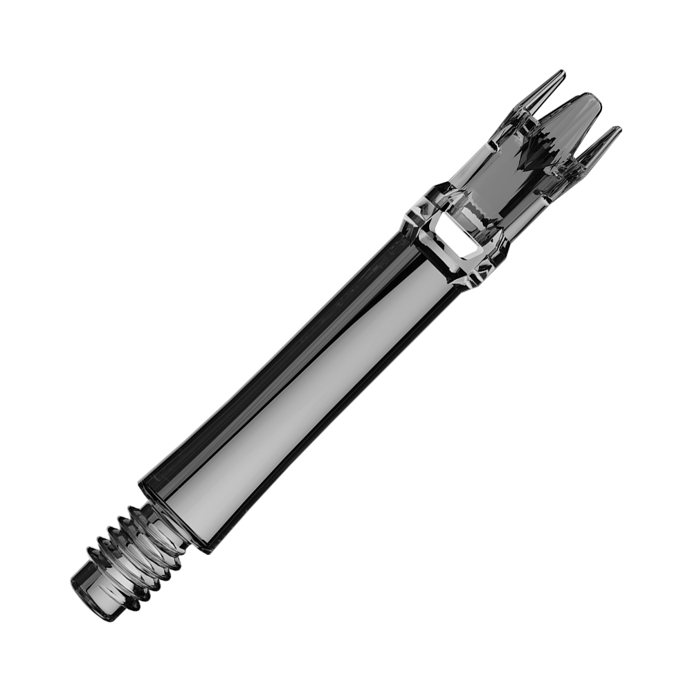 L-Style L-System Ersatzshafts - Clear Black Zwei schwarze transparente Ersatzshafts liegen nebeneinander. Die Aufnahme ist von oben.