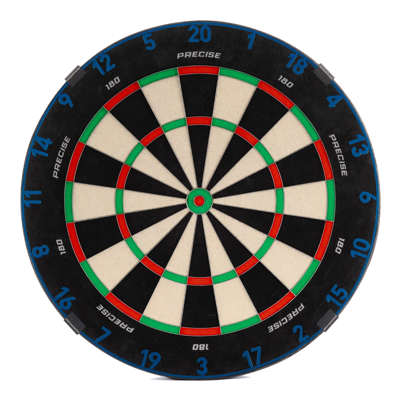 Precise 180 Endorphine Steeldartboard mit Nummernring - Arctic Blue Das ist das Precise 180 Endorphine Steeldartboard mit Nummernring in Arctic Blue. Das Dartboard wird in leuchtendem Blau gezeigt.