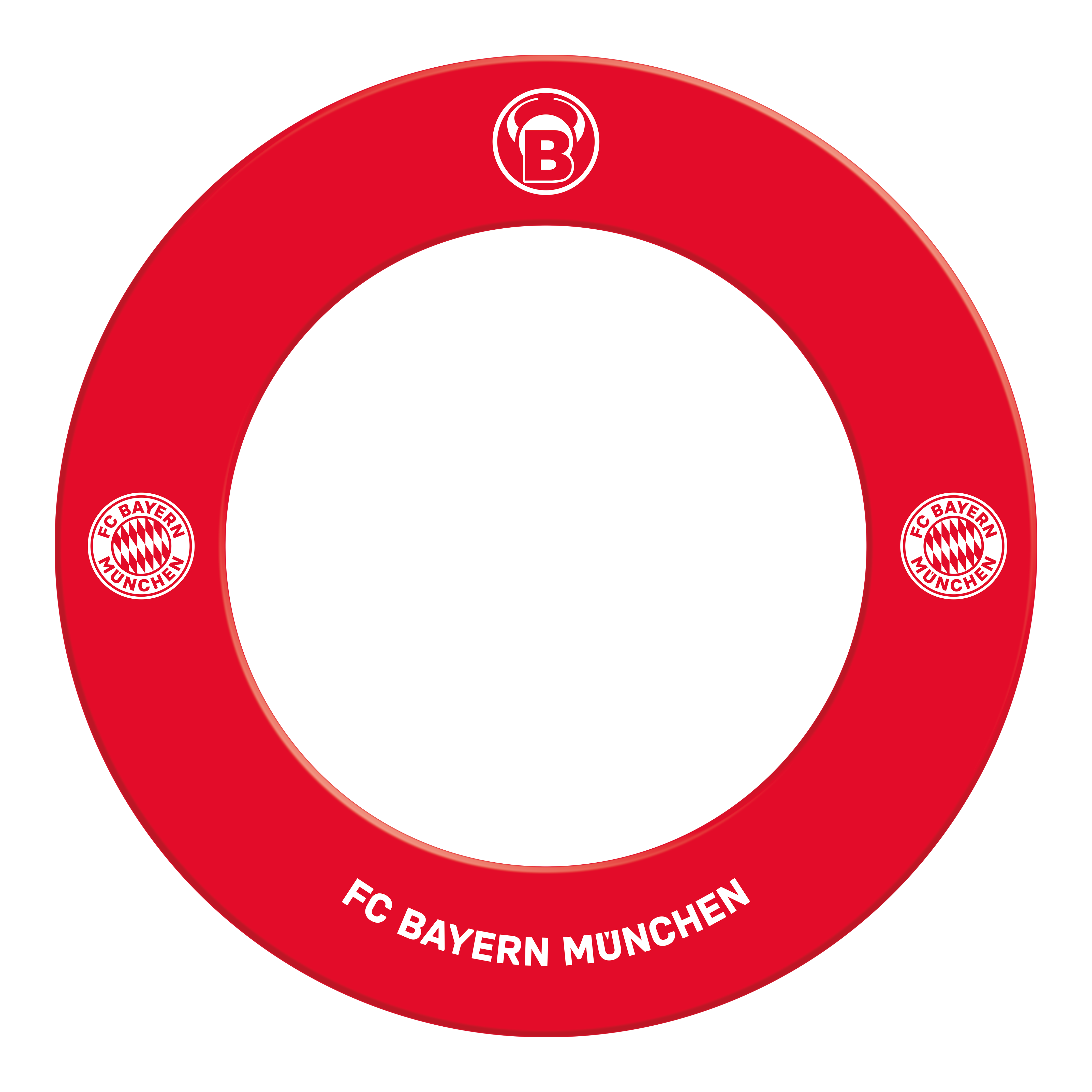 Bulls FC Bayern München Premium Dartboard Surround Auf dem Bild ist das Bulls FC Bayern München Premium Dartboard Surround zu sehen. Das Surround schützt die Wand und trägt das Logo des FC Bayern München.