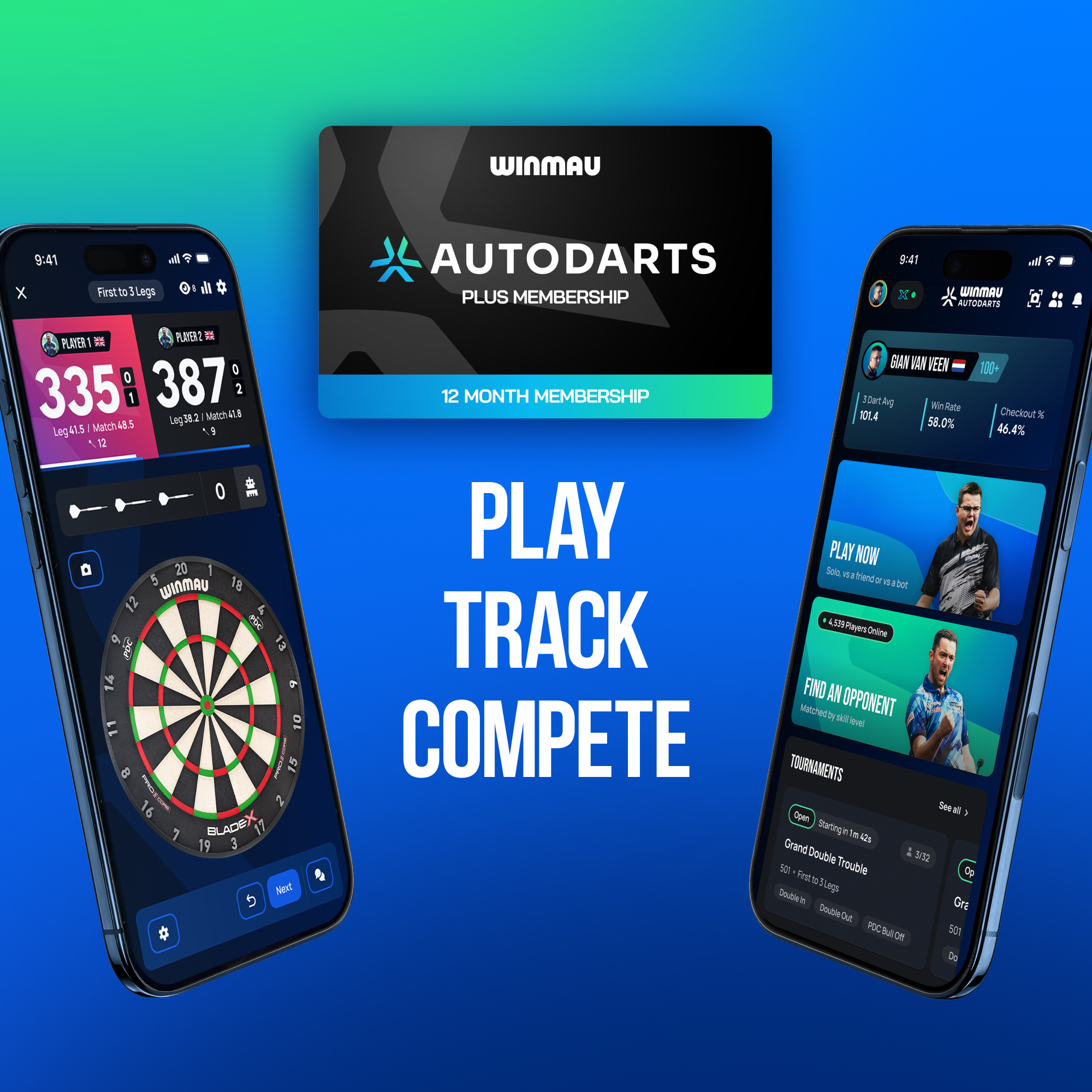 Winmau Autodarts Device Stand & 12 Monate Membership Bundle Abgebildet ist das Winmau Device Stand & 12 Monate Membership Bundle. Das Set umfasst einen Ständer und eine 12-monatige Mitgliedschaft für Dartspieler.