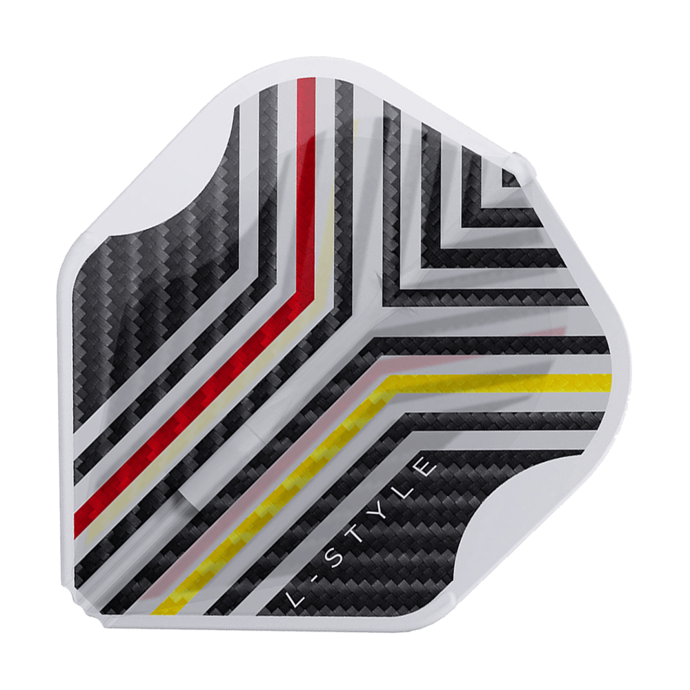 L-Style Arno Merk V1 Clear White L1EZ Flights Ein einzelner L-Style Arno Merk V1 Clear White L1EZ Flight wird detailliert präsentiert. Die Flächenwirkung kommt gut zur Geltung.