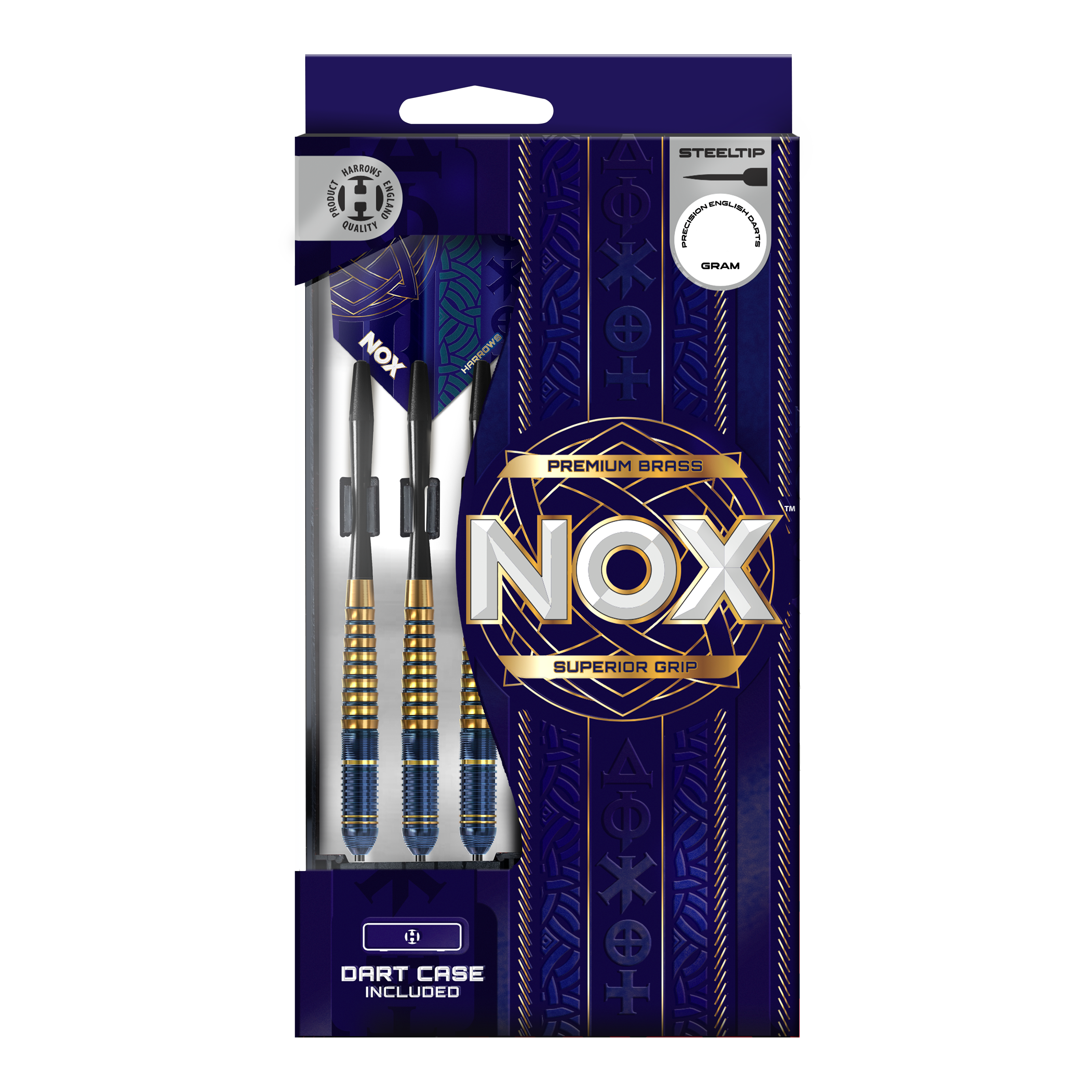 Harrows Nox Premium Brass Steeldarts Zu sehen sind die Harrows Nox Premium Brass Steeldarts. Die Dartpfeile zeichnen sich durch ihre hohe Qualität und Robustheit aus.