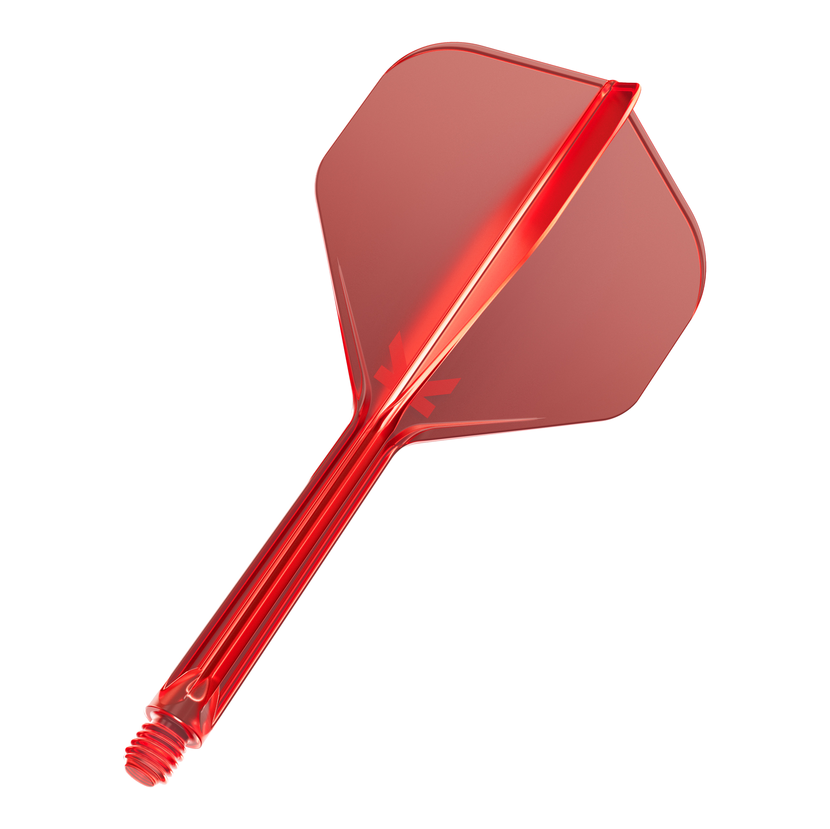 Dies ist ein rotes Dart-Flügel-Set mit einem integrierten Schaft. Es hat ein einfaches, durchsichtiges Design und ist für den Einsatz bei Darts geeignet.