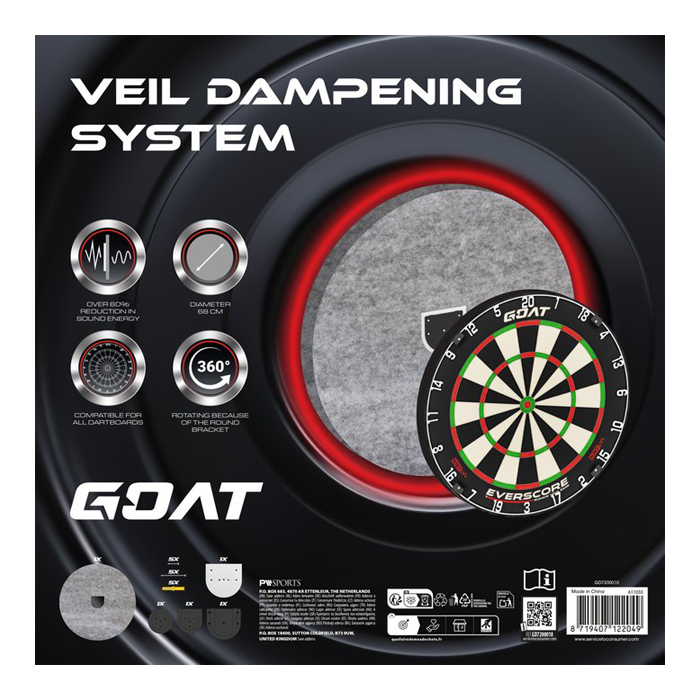 Hier ist das GOAT Silencer Veil Dampening Schallschutz System abgebildet. Das System hilft, Lärm zu dämpfen.
