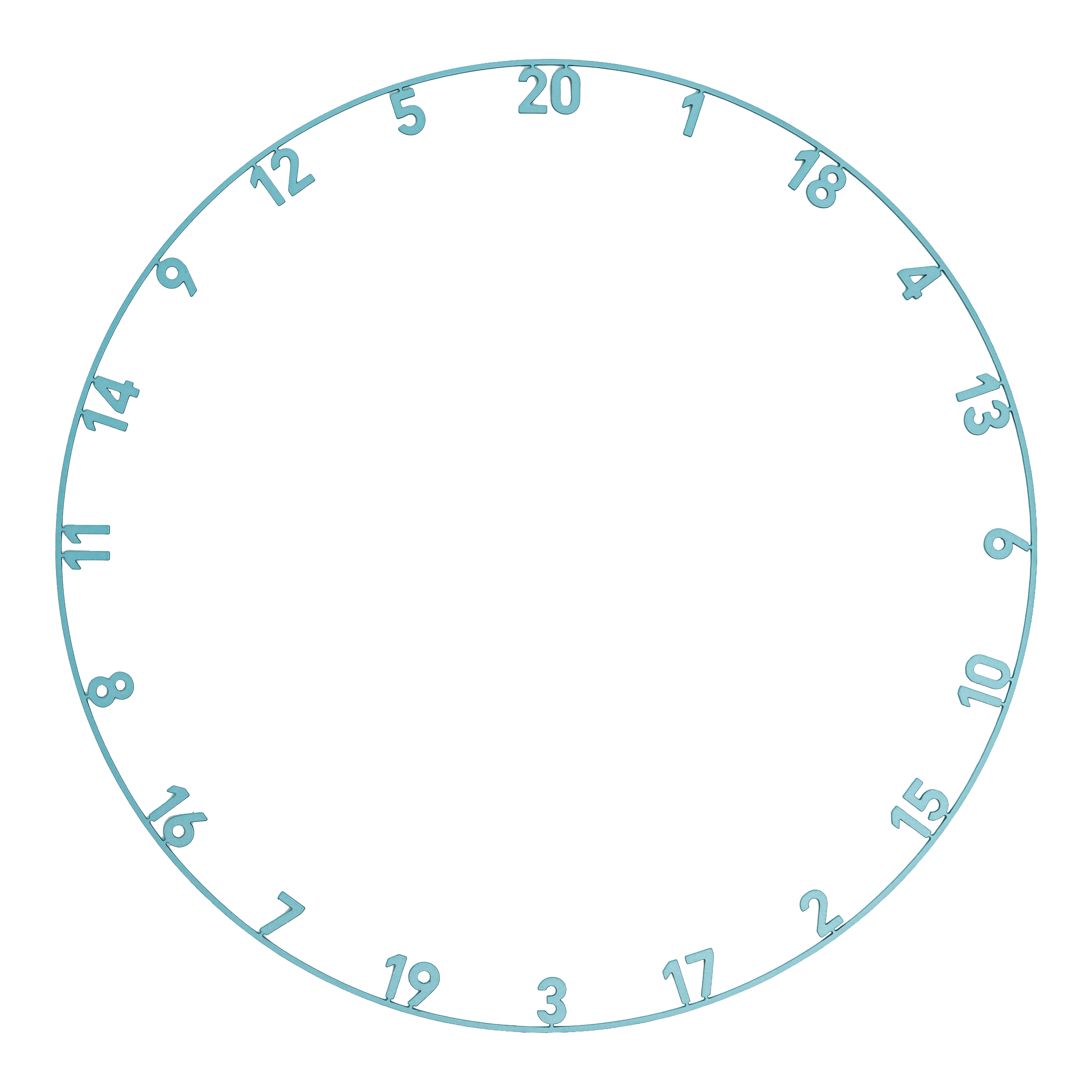 Das Bild zeigt einen Zahlenring in Infinity Blue mit Lasercut-Design. Der Zahlenring ist für Dartscheiben gedacht.