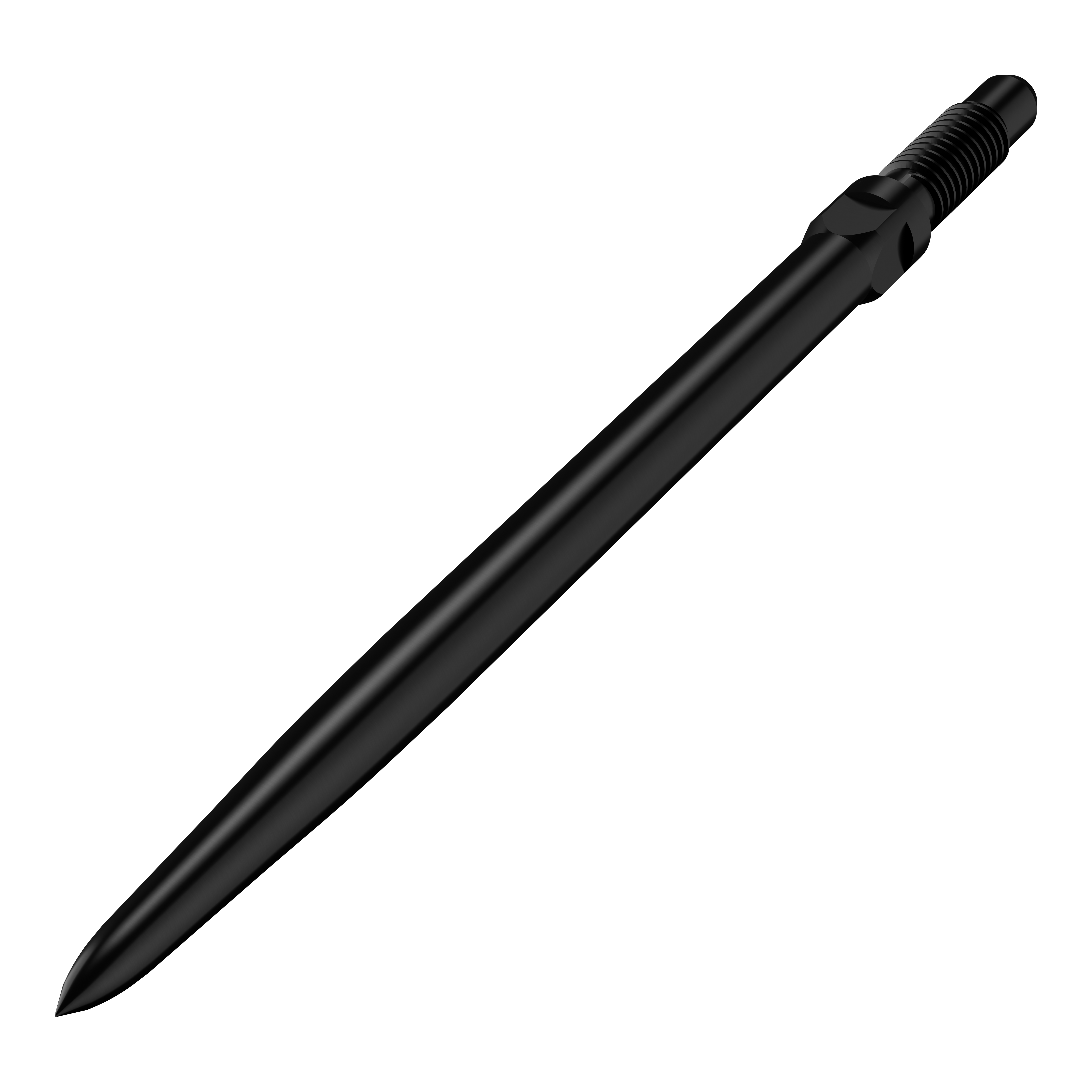 Abgebildet ist ein Produkt mit der Bezeichnung BU57701_BullsNL_Convertible_Points_Smooth_Schwarz_36mm_2. Das Bild zeigt wahrscheinlich eine schwarze, glatte Dartspitze in 36 mm Länge.