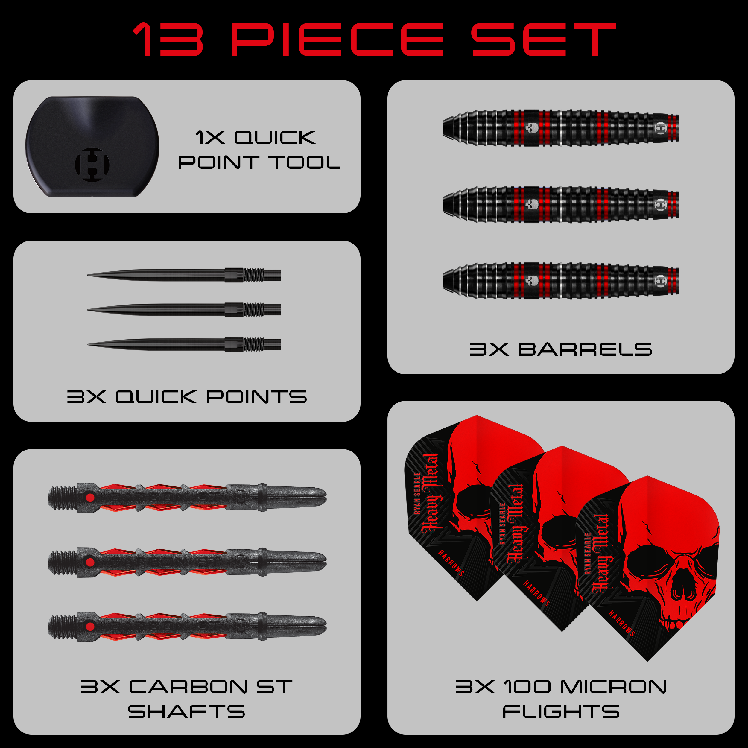 Harrows Ryan Searle 90% Steeldarts Quick Point 22g Harrows Ryan Searle 90% Steeldarts Quick Point Steeldarts sind auf diesem Bild zu sehen. Die Pfeile zeichnen sich durch ihre hohe Präzision und das spezielle Design aus.