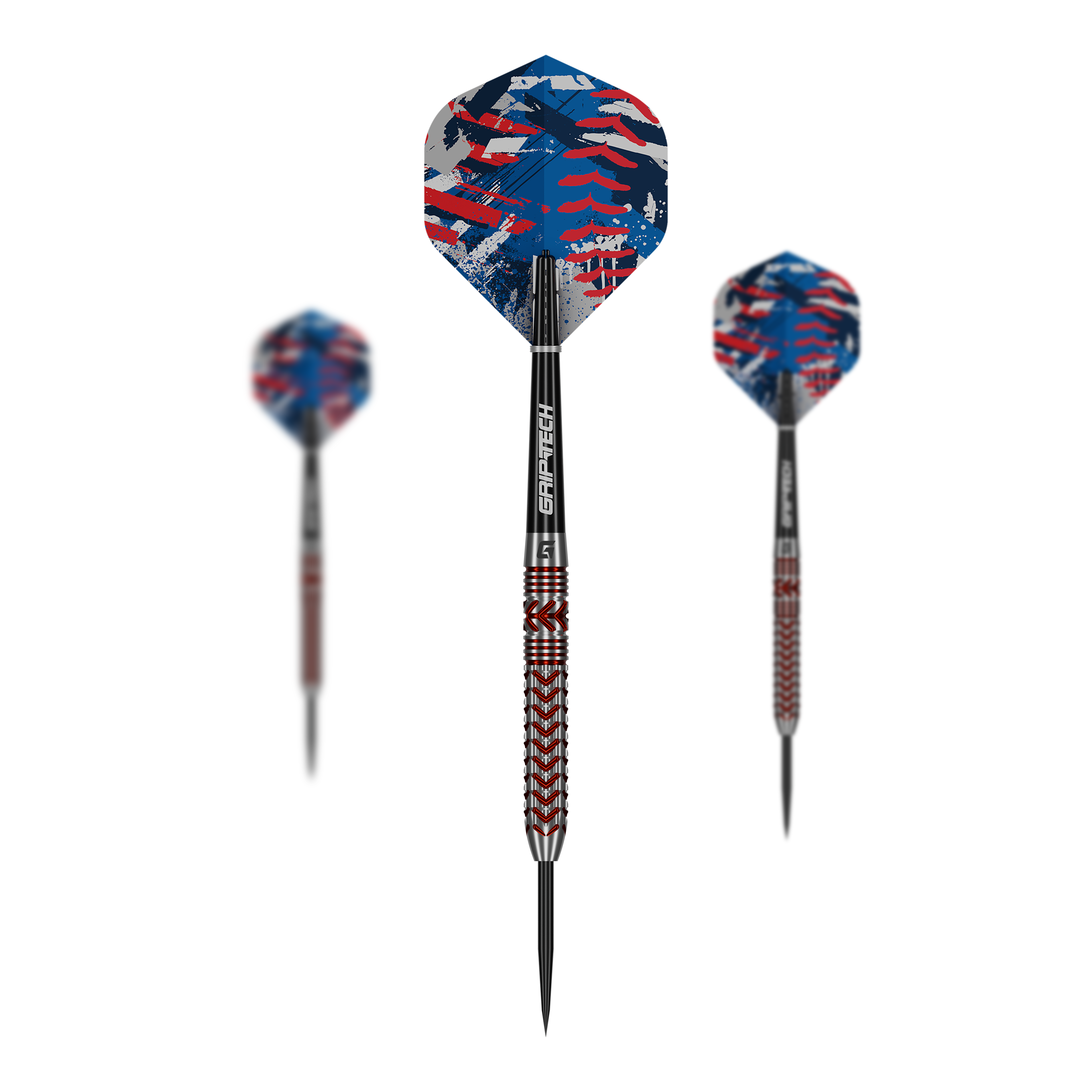 GOAT Curveball Steeldarts Das Bild zeigt die GOAT Curveball Steeldarts. Drei Steeldarts sind nebeneinander dargestellt.