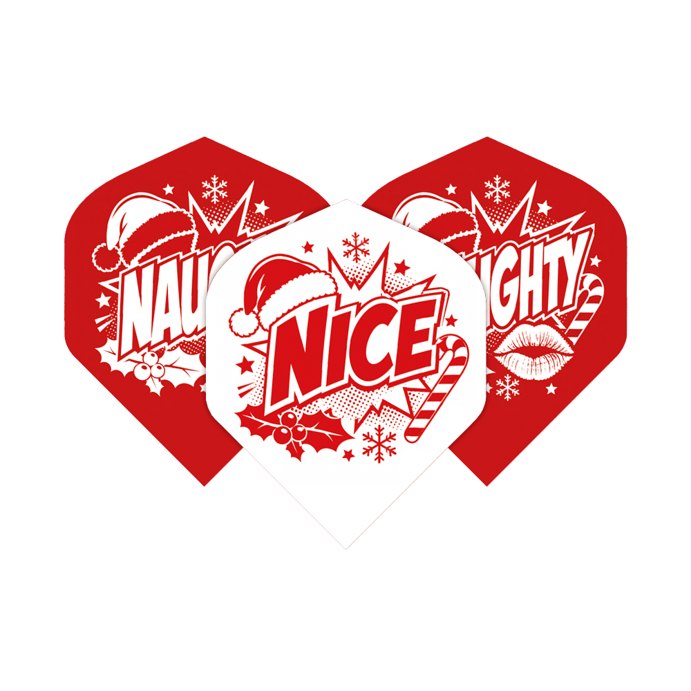 Abgebildet ist das Produkt McDart Naughty Or Nice No2 Standard Flights. Es handelt sich um Dartflights in Standardgröße.