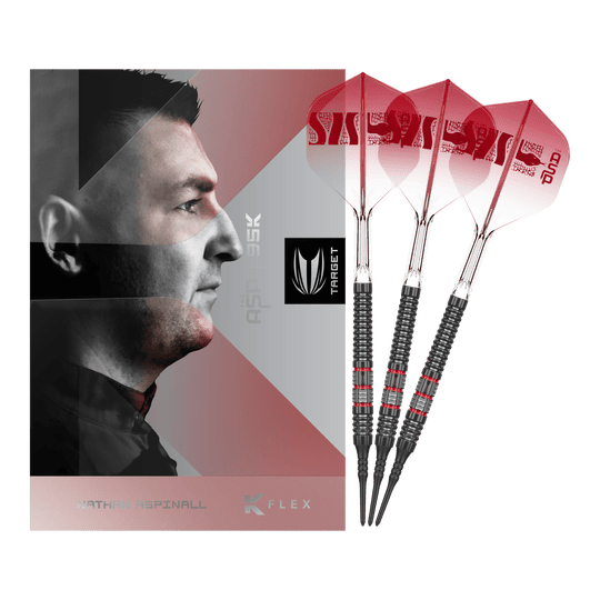 Target Nathan Aspinall 95K Softdarts - 18g Dieses Bild zeigt die Target Nathan Aspinall 95K Softdarts - 18g in der Komplettansicht. Die Dartpfeile bestechen durch ihr hochwertiges Design.