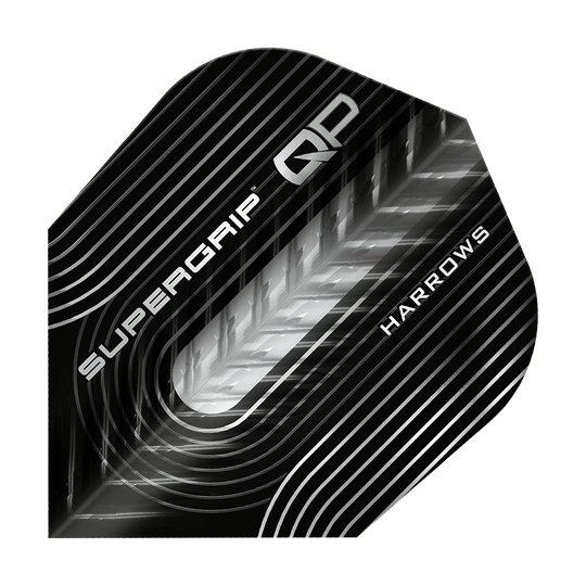 Das Bild zeigt die Harrows Supergrip QP No6 Flights. Die Flights sind speziell für Präzision und Stabilität entwickelt.