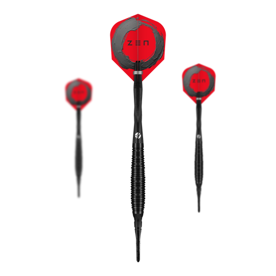 Shot ZEN Bomber Softdarts - 20g Das Bild zeigt das Set der Shot ZEN Bomber Softdarts - 20g. Es handelt sich um hochwertige Softdarts für den professionellen Einsatz.