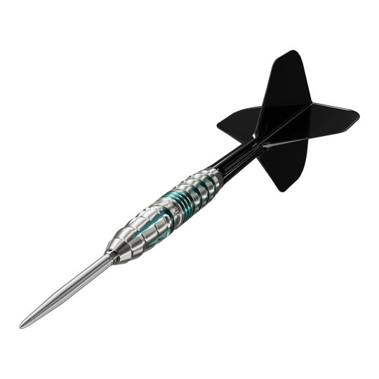 Die Abbildung zeigt die Target Japan Black Marque Pierce Swiss Point Steeldarts. Sie sind für anspruchsvolle Dartspieler entwickelt worden.